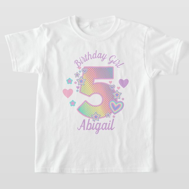 T-shirt Rainbow Cinquième anniversaire fille 5e iridescent (Poser)