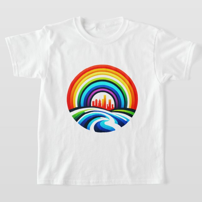 T-shirt Rainbow City Skyline Urban Diversity & Hope Design (Poser)