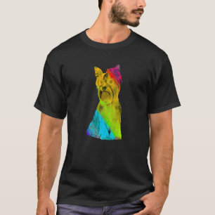 T-shirt Rainbow Color Yorkshire Terrier avec lunettes de s