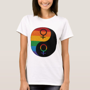 T-shirt Rainbow Colorée Lesbian Pride Yin et Yang