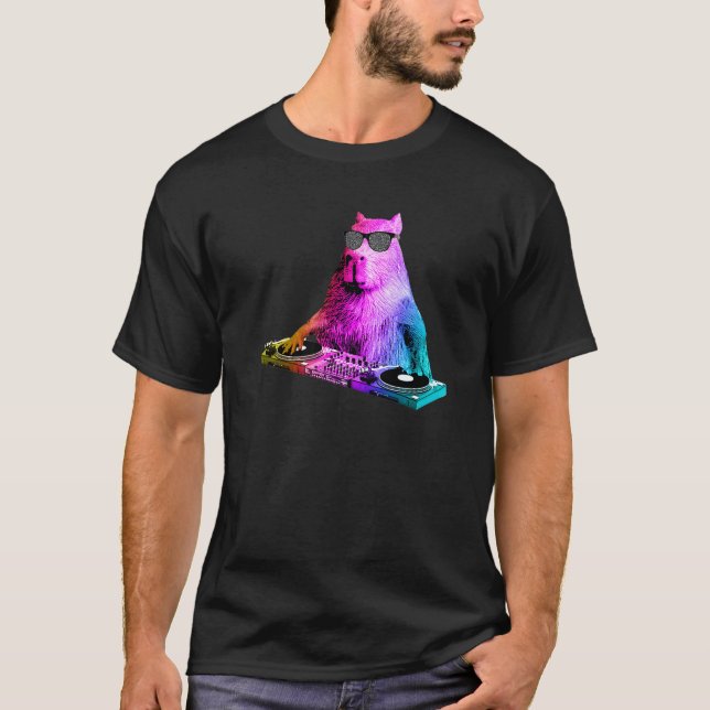 T-shirt Rainbow Dj Capybara House (Devant)