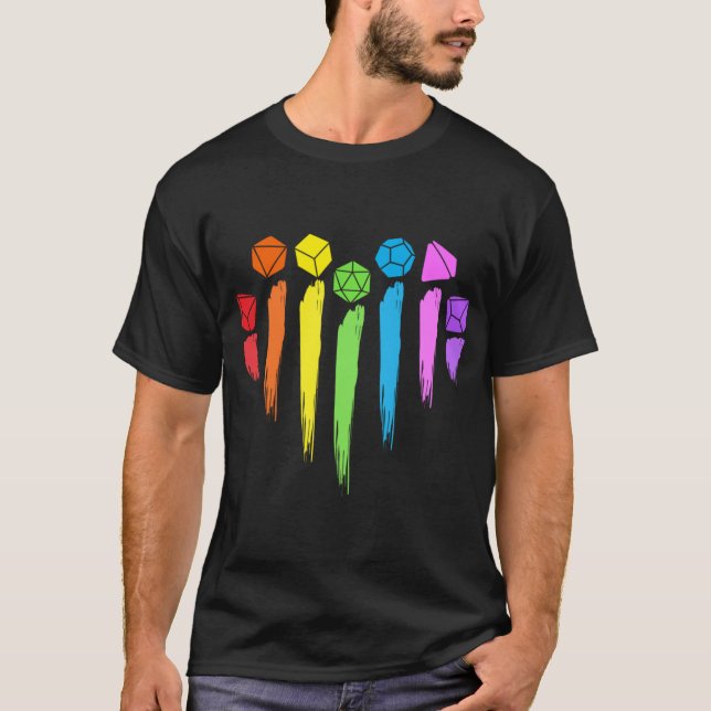 T-shirt Rainbow Dungeons Dragons Heart LGBTQ friends (Devant)