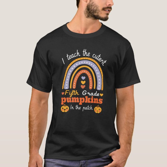 T-shirt Rainbow Enseigner Les Citrouilles Cutest De 5E Ann (Devant)