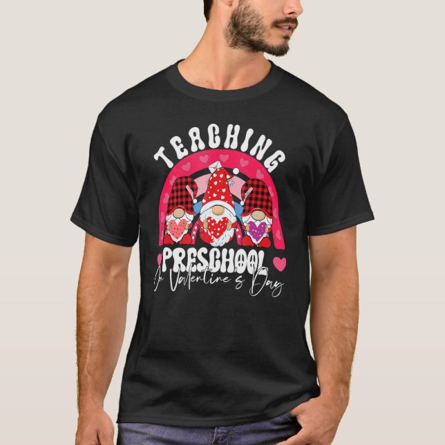 T-shirt Rainbow Enseigner PRESCHOOL Sur Saint Valentin Ens (Devant)