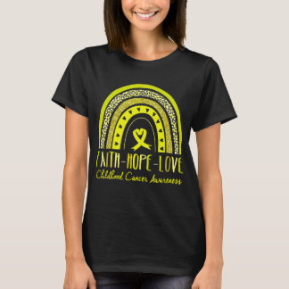 T-shirt Rainbow Faith Hope Love Childhood Cancer Awareness