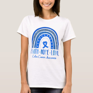 T-shirt Rainbow Faith Hope Love Colon Cancer Sensibilisati