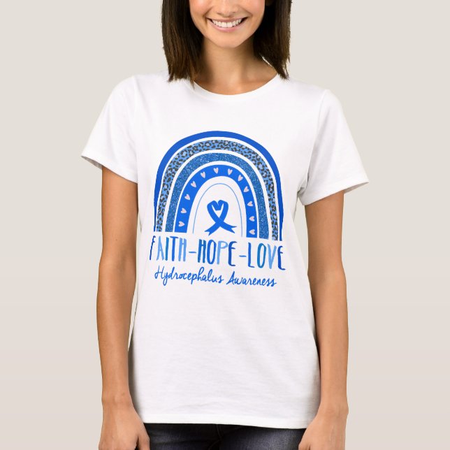 T-shirt Rainbow Faith Hope Love Hydrocéphalie Sensibilisat (Devant)