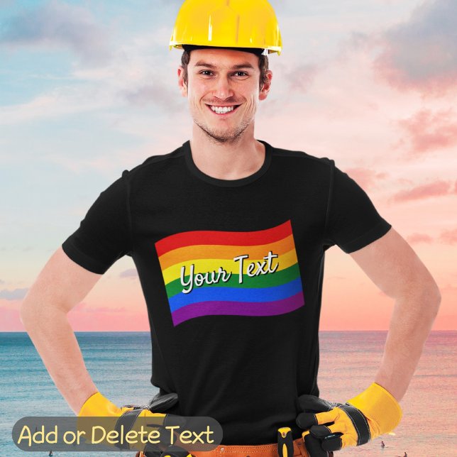 T-shirt Rainbow Flag Gay pride LGBTQ Pride texte personnal (Créateur téléchargé)