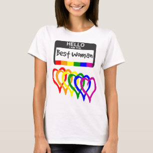 T-shirt Rainbow Flag Hearts Meilleure femme Nom Mariage Ba