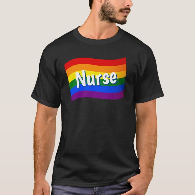 T-shirt Rainbow Flag infirmière gay lesbienne LGBT LGBTQ (Devant)