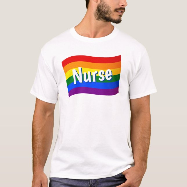 T-shirt Rainbow Flag infirmière gay lesbienne LGBT LGBTQ (Devant)