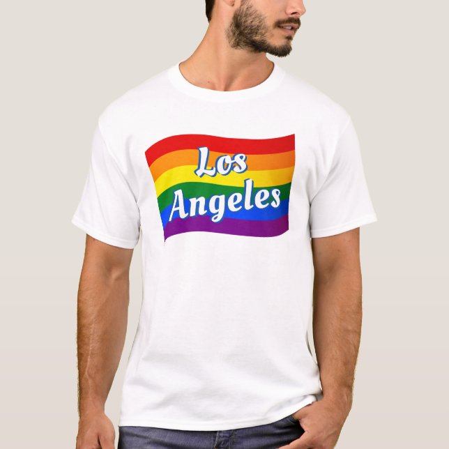 T-shirt Rainbow Flag Los Angeles Gay pride LGBT LGBTQ (Devant)