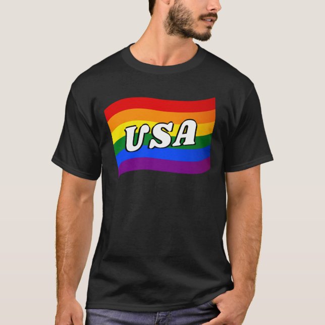 T-shirt Rainbow Flag USA Gay pride américain LGBT LGBTQ (Devant)
