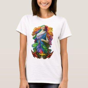 T-shirt Rainbow Goddess peinture numérique art original