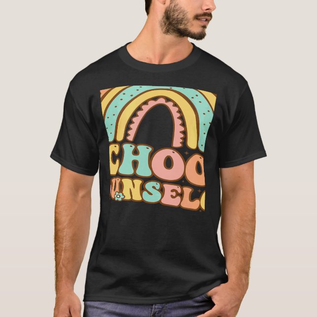 T-shirt Rainbow Groovy School Counselor Guidance Teacher S (Devant)