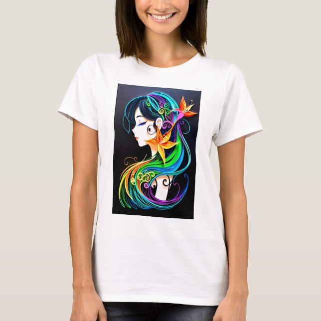 T-shirt Rainbow Hair Dream. (Devant)
