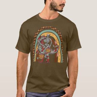 T-shirt Rainbow Halloween Skeleton Riding Mummy Dinosaur T