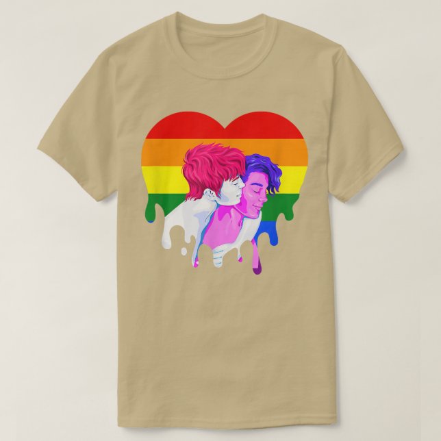 T-shirt Rainbow Heart Lesbian Gay pride Mois Transgenre  (Design devant)
