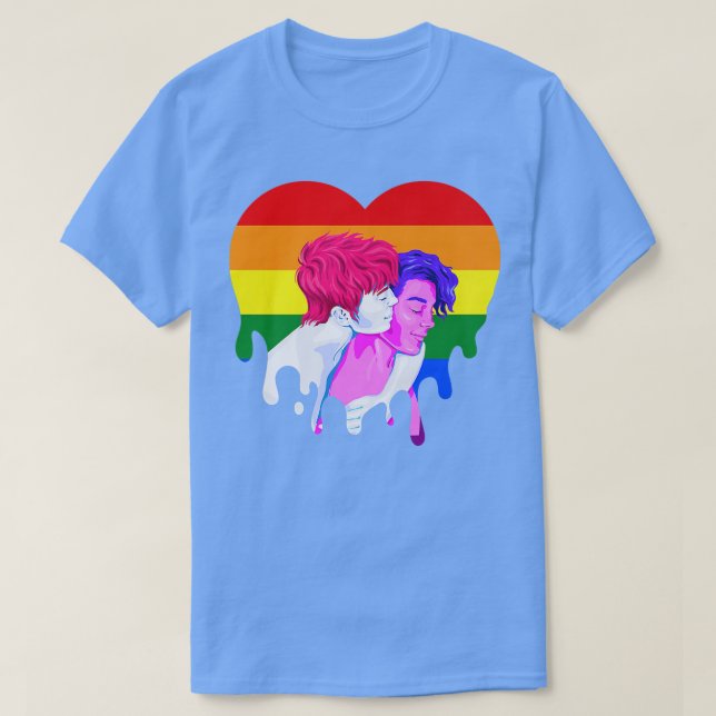 T-shirt Rainbow Heart Lesbian Gay pride Mois Transgenre  (Design devant)