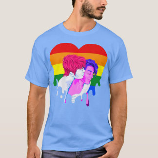 T-shirt Rainbow Heart Lesbian Gay pride Mois Transgenre 