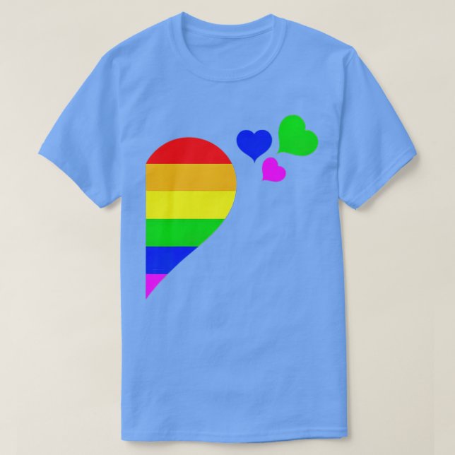 T-shirt Rainbow Heart LGB Lesbian Gay Couple LGBQ Valentin (Design devant)