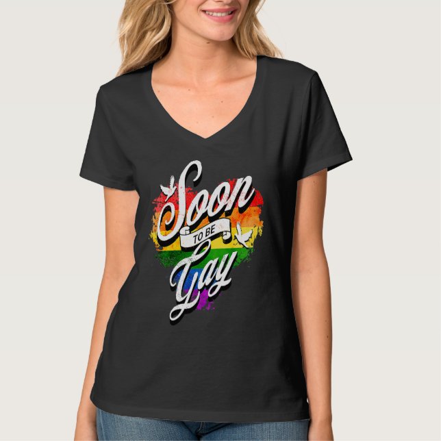 T-shirt Rainbow Heart Love LGBTQIA Human Rights Gay Trans  (Devant)