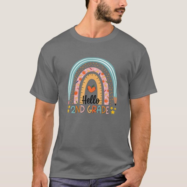 T-shirt Rainbow Hello 2Nd Enseignant (Devant)