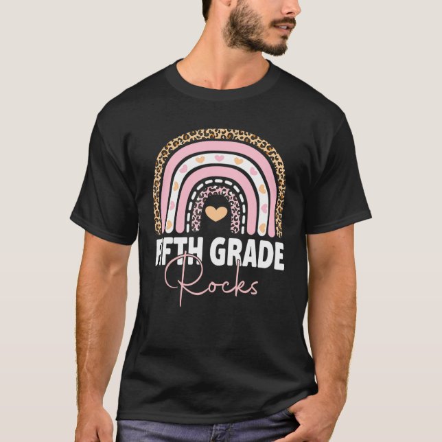 T-shirt Rainbow Hello Fifth Grade Rocks Team 5th Grade S (Devant)