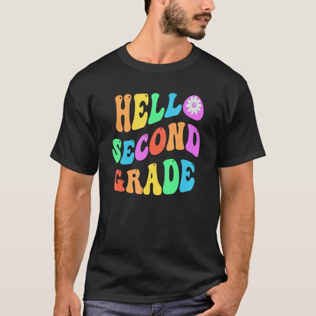 T-shirt Rainbow Hello Second Grade Retro 2e Gr Little Mis (Devant)
