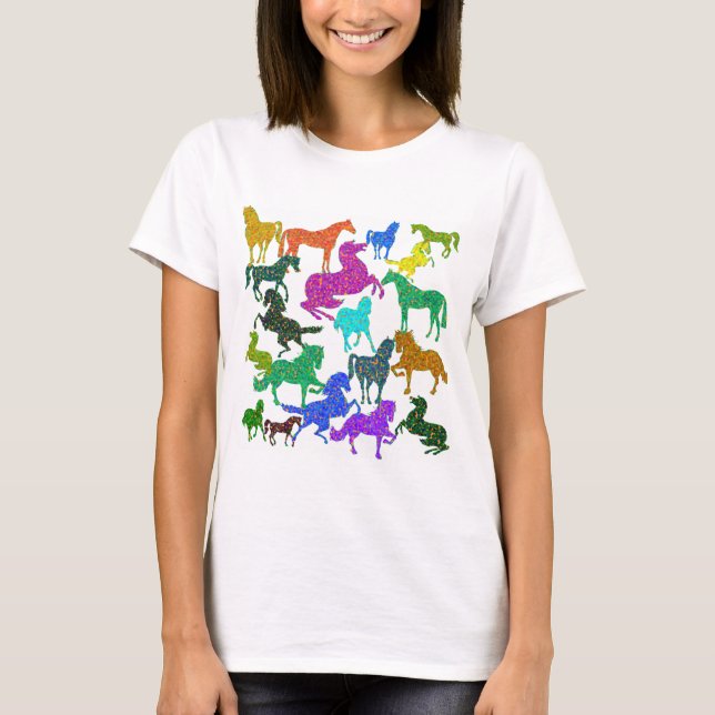 T-shirt Rainbow Horses - "Dotty about Horses !" (Devant)