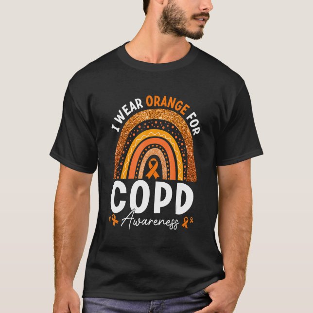 T-shirt Rainbow I Wear Orange Ribbon For COPD Awareness (Devant)