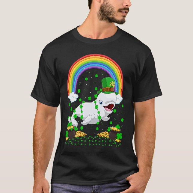 T-shirt Rainbow Irish Shamrock Beluga Whale St Patrick's D (Devant)