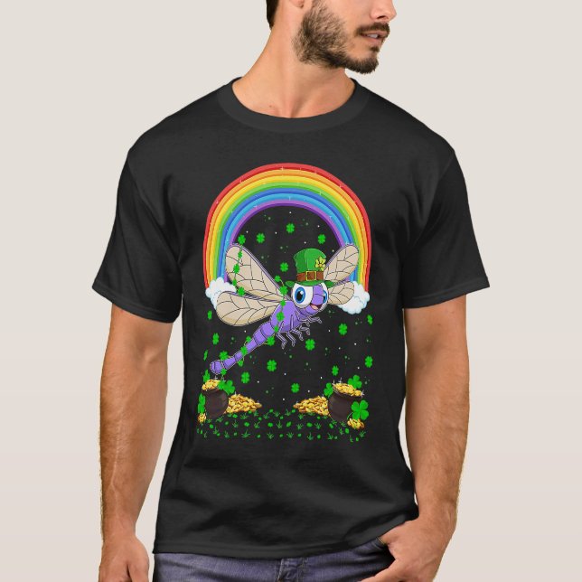 T-shirt Rainbow Irish Shamrock Dragonfly St Patrick's Day (Devant)