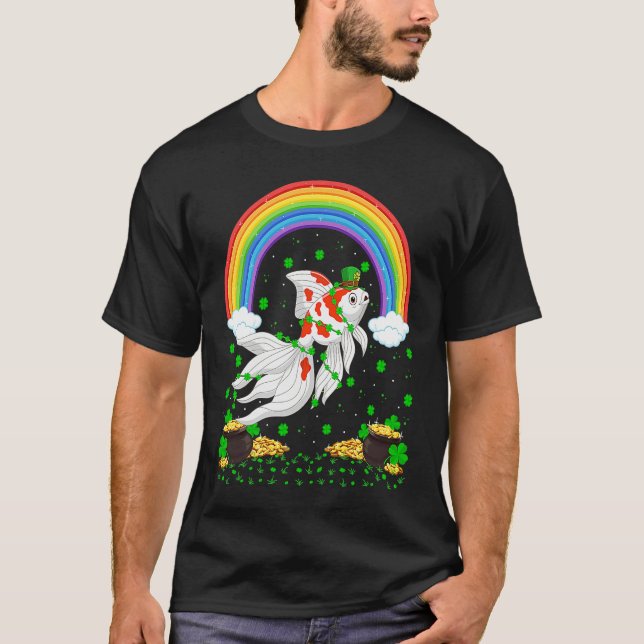 T-shirt Rainbow Irish Shamrock Goldfish St Patrick's Day (Devant)