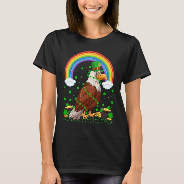 T-shirt Rainbow Irish Shamrock Hawk Bird St Patrick's Day (Devant)
