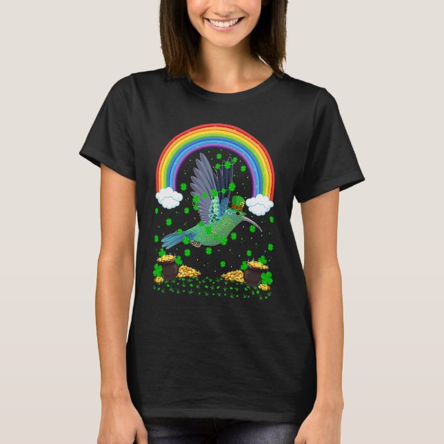 T-shirt Rainbow Irish Shamrock Hummingbird St Patrick's Da (Devant)