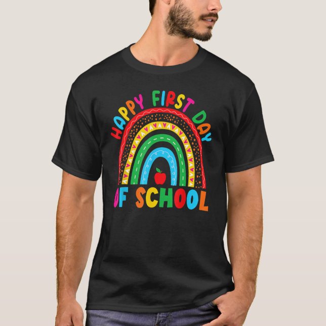 T-shirt Rainbow Joyeux Premier Jour De L'École Professeurs (Devant)