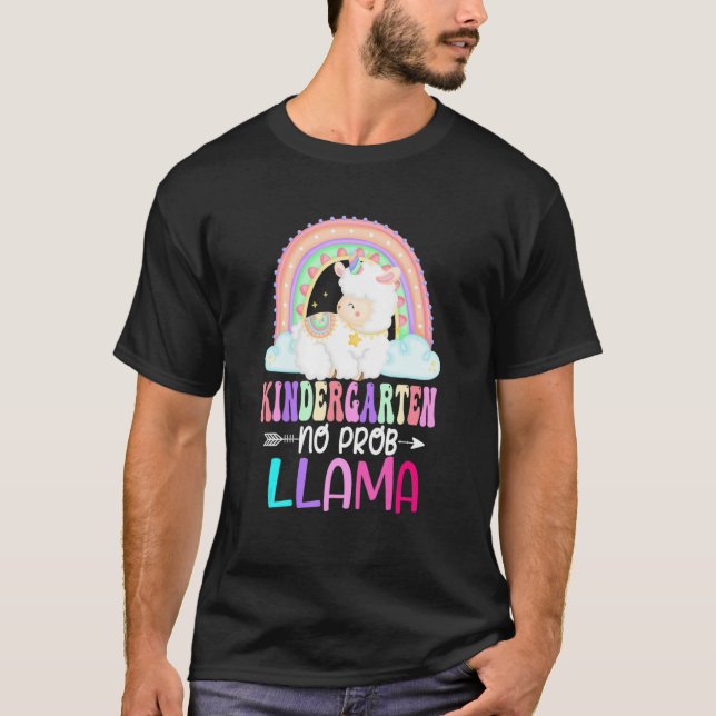 T-shirt Rainbow Kindergarten No Prob Llama 100th Day Of Sc (Devant)