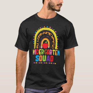 T-shirt Rainbow Kindergarten Teacher Squad Leopard 100 Day