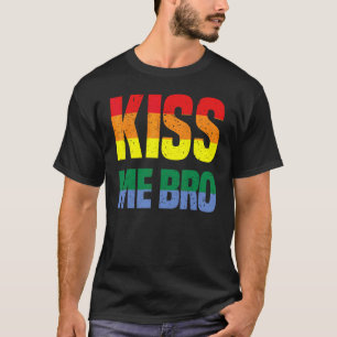 T-shirt Rainbow Kiss Brother Bro Gay Lgbtq Lgbt Pride Mont