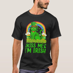 T-shirt Rainbow Kiss Me Je suis irlandais Scottish Fold Ca