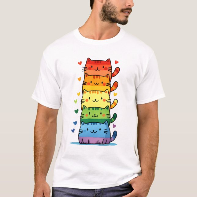 T-shirt Rainbow Kitty Cat Pride (Devant)