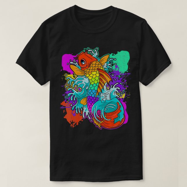 T-shirt Rainbow Koi poisson Cool japonais Tattoo Jinli Jap (Design devant)