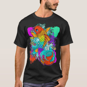 T-shirt Rainbow Koi poisson Cool japonais Tattoo Jinli Jap