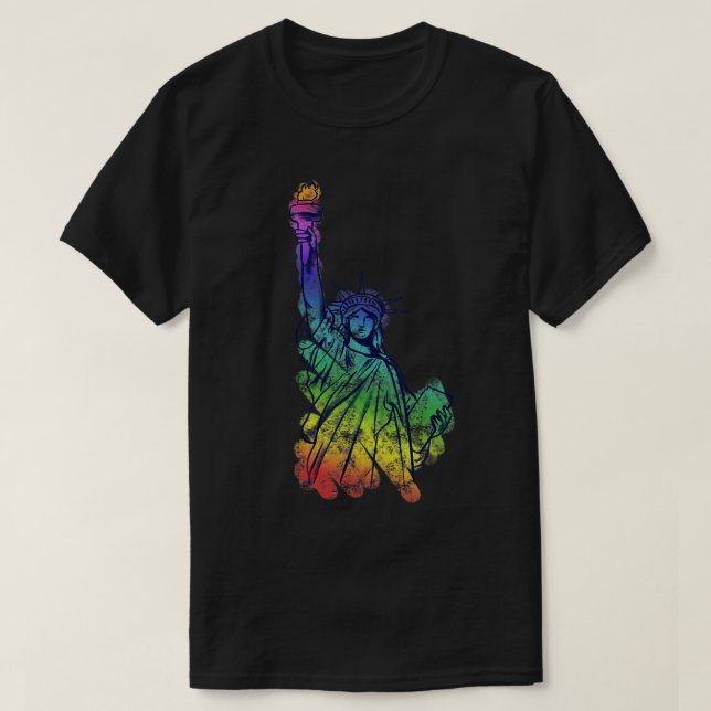 T-shirt Rainbow Lady Liberty Pride Art (Design devant)
