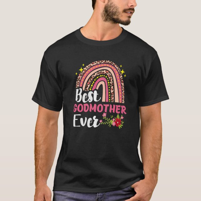 T-shirt Rainbow Leopard Best Godmother Ever Mothers Day Wo (Devant)
