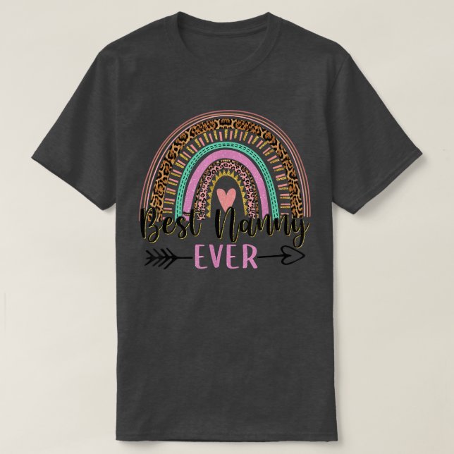 T-shirt Rainbow Leopard Best Nanny Ever Mère Fête Mothe (Design devant)