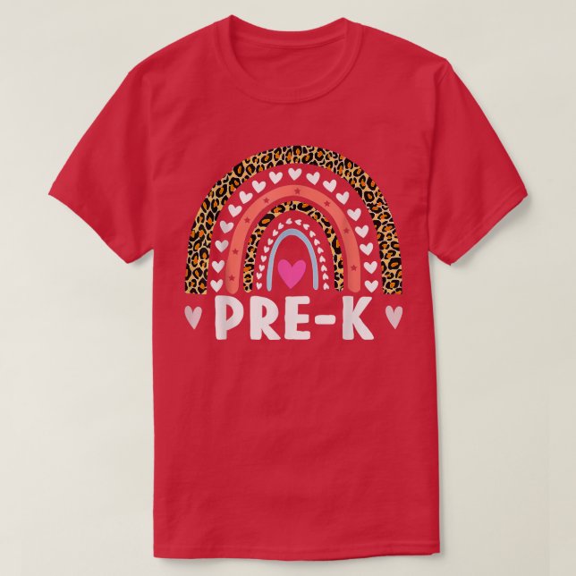 T-shirt Rainbow Leopard Prek Retour À L'École Étudiants (Design devant)