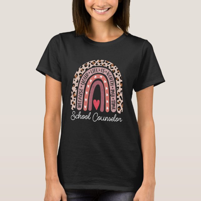 T-shirt Rainbow Leopard School Counselor Funny Counseling  (Devant)