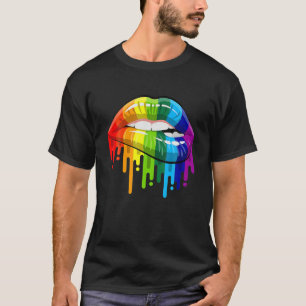 T-shirt Rainbow Lip Bite LGBT Prith Mois Gay Bi Trans
